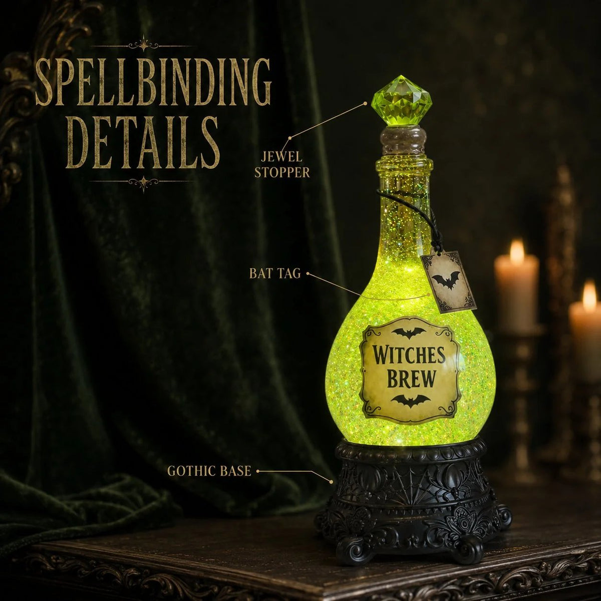 🧙✨Lighted Witches’ Brew Poison Bottle Glitter Globe