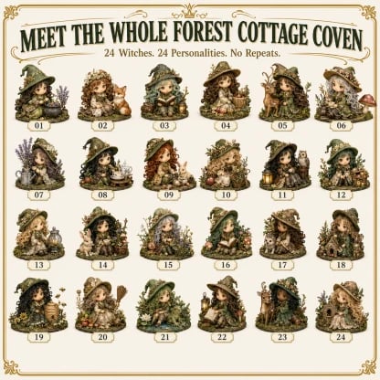 ⏰Limited Stock 49% OFF🔥 2026 The Five Covens Witch Advent Calendar – 24 Collectible Witches, 4 Magical Coven Styles