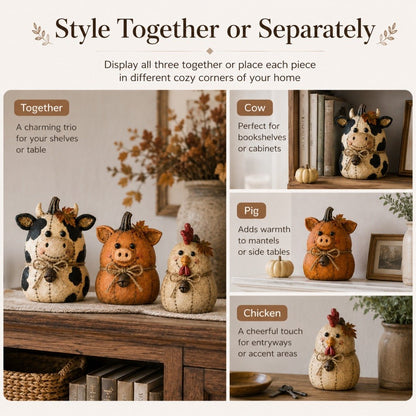 💥🏆Rustic Farm Pumpkin Friends Decor Set