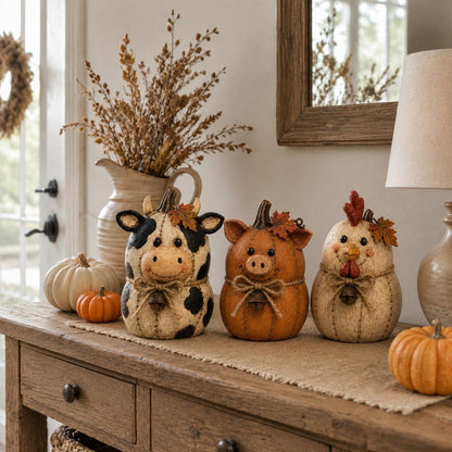 💥🏆Rustic Farm Pumpkin Friends Decor Set