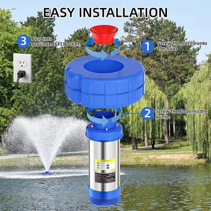 1HP 750W Floating Pond Fountain Aerator, 15000 GPH Pump for Large Ponds & Lakes