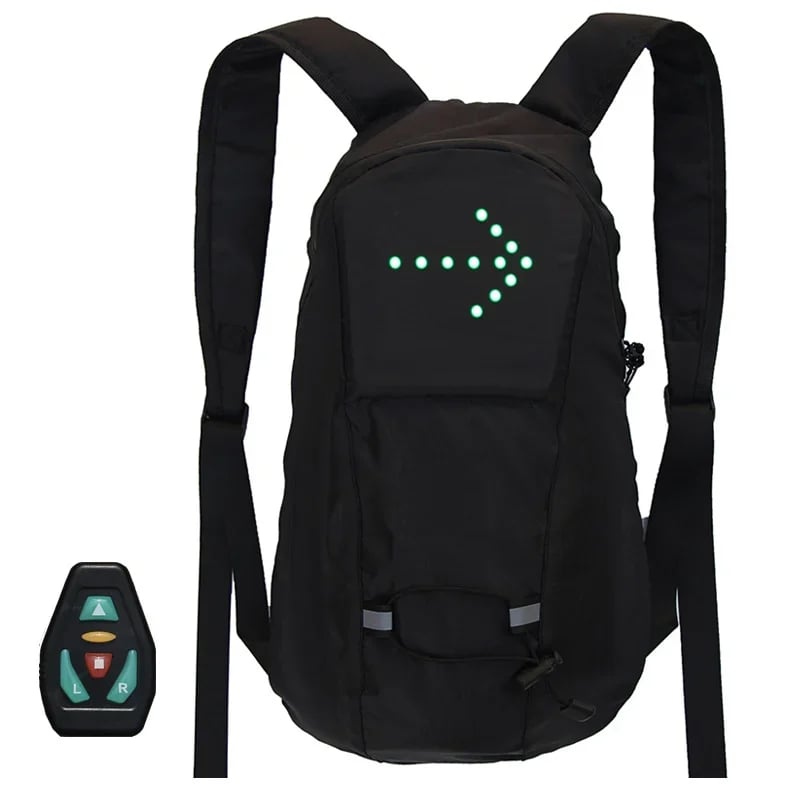 🚴 15L LED Warning Light Backpack – Wireless Handlebar Remote, 5 Signal Modes & Reflective Strips