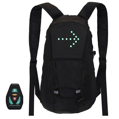 🚴 15L LED Warning Light Backpack – Wireless Handlebar Remote, 5 Signal Modes & Reflective Strips