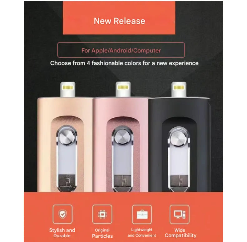 ⚡3 in 1 Flash Drive, High Speed Portable USB 3.0 Memory Storage