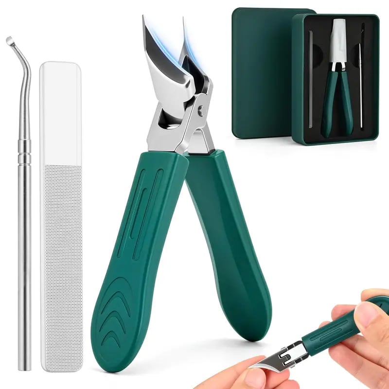 ✂️✨ Eagle Beak Wide Jaw Nail Clippers Set | Anti-Splash 25° Slanted Blade for Thick & Ingrown Toenails | Ultra-Sharp Stainless Steel Manicure & Pedicure Tool 🦅