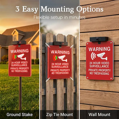 🔥 LAST DAY 40% OFF | Solar LED No Trespassing Security Sign – Rechargeable Outdoor Warning Sign with Stake