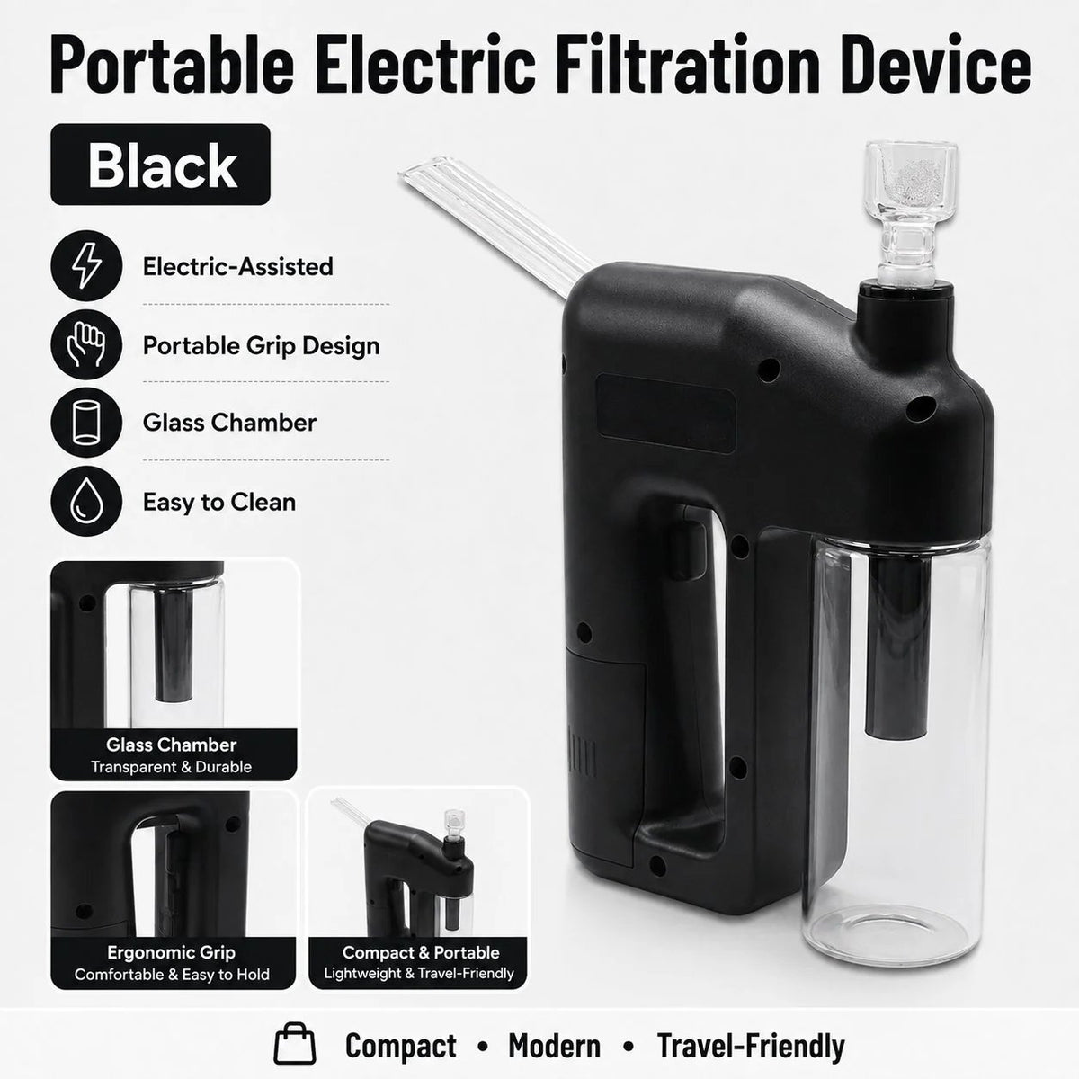 📍⚡50% OFF – Portable Handheld Electric Filtration Device | Compact Glass Chamber Design with Electric-Assisted Operation & 6 Color Options ✨