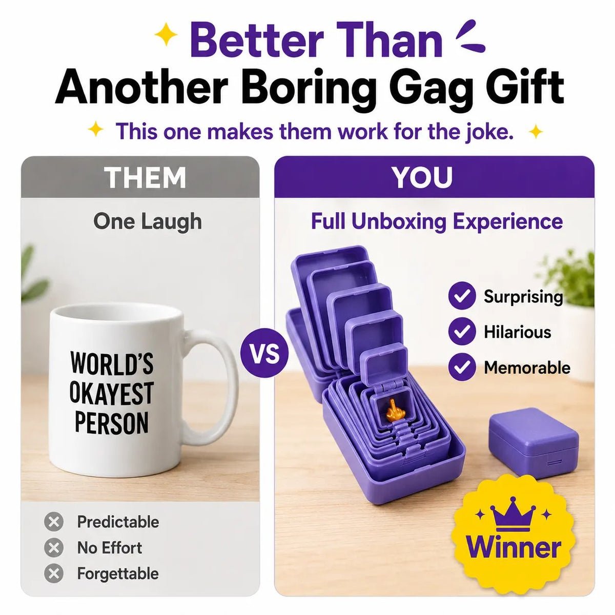 💯🎁 6-Layer Nesting Prank Gift Box | Pick Your Surprise: Middle Finger, Spider or Number 67