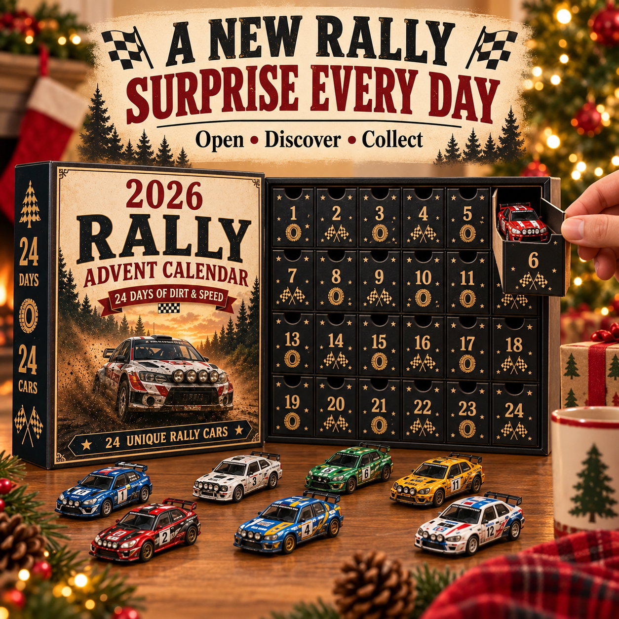 🏎️ 2026 Rally Racing Advent Calendar – 24 Days of Dirt & Speed, 24 Collectible Rally Cars✨