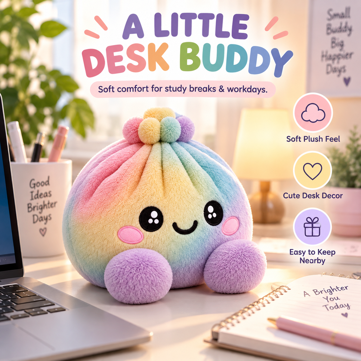 🔥 50% OFF | 🌈🥟 Rainbow Dumpling Plush Squishies – Adorable Steamer Set