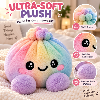 🔥 50% OFF | 🌈🥟 Rainbow Dumpling Plush Squishies – Adorable Steamer Set