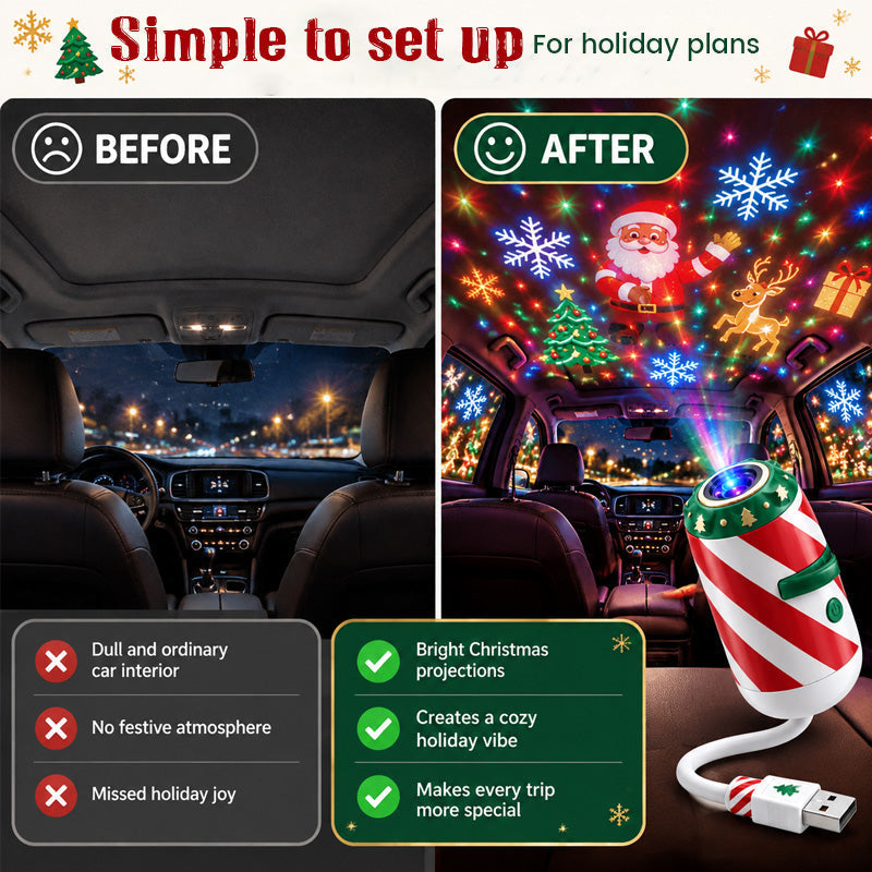 🎅 Christmas Car Projector Light ✨ Bring Holiday Magic on the Road