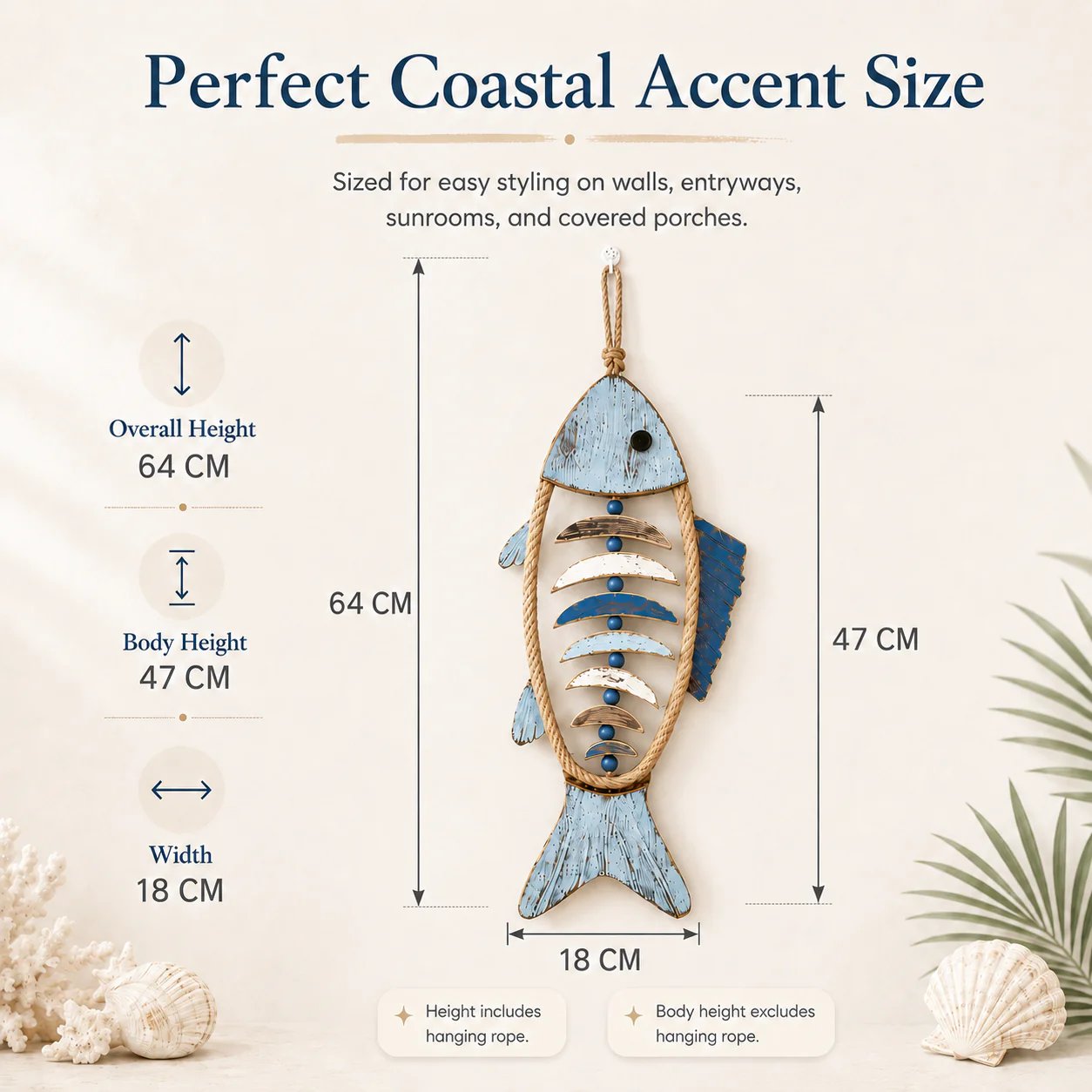 🎉🎉🐟✨ Lighted Coastal Rope Fish Wall Hanging