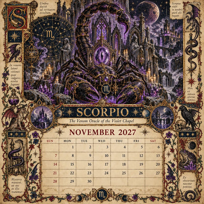 📅✨2027 Zodiac Grimoire Calendar™ | 12 Signs, 12 Forbidden Chapters
