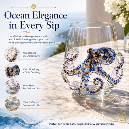 🌊Artisanal Blue Ringed Octopus Glassware