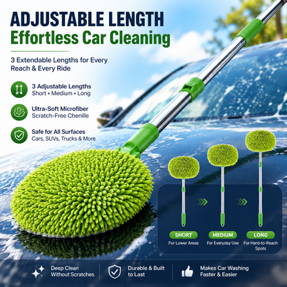 🎉⏳Time-Limited Special⏰Durable Aluminum Long Handle Telescopic Car Wash Mop – Soft Microfiber, Scratch-Free & Adjustable Length ✨