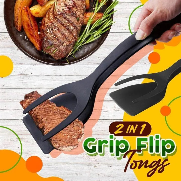 🥘 LIMITED-TIME ! 🍳 2-in-1 Grip Flip Tong – Non-Scratch, Non-Stick, Heat-Resistant ✨