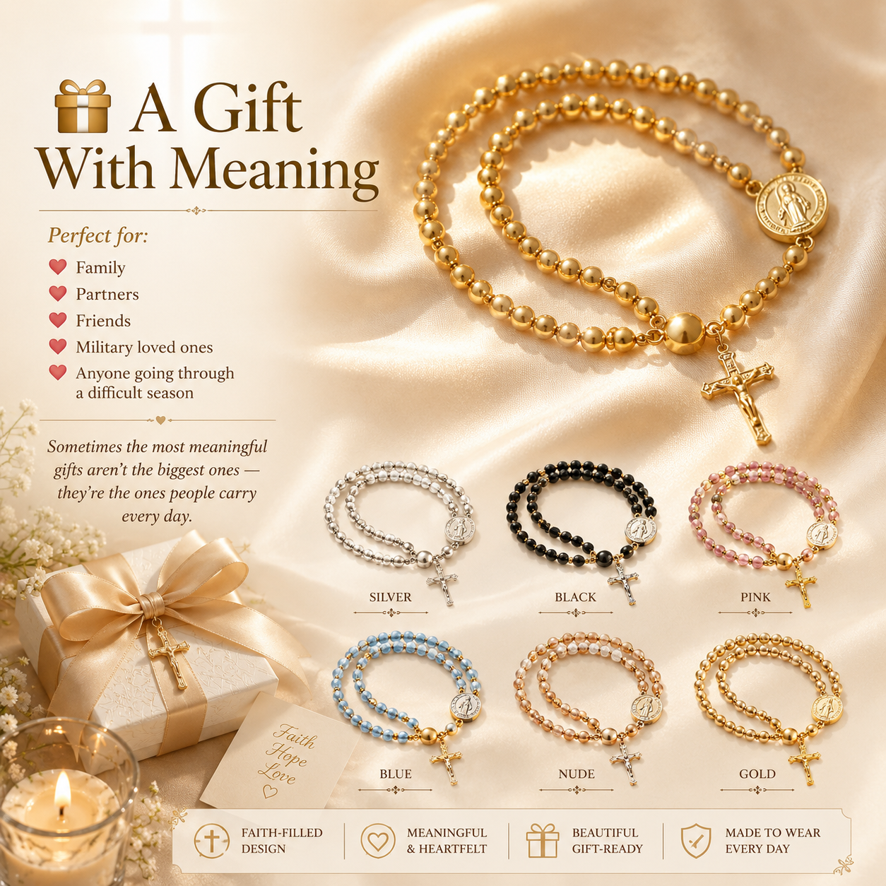✨Wear Your Faith Every Day ✝️🙏FaithLine Silver Rosary bracelets📿