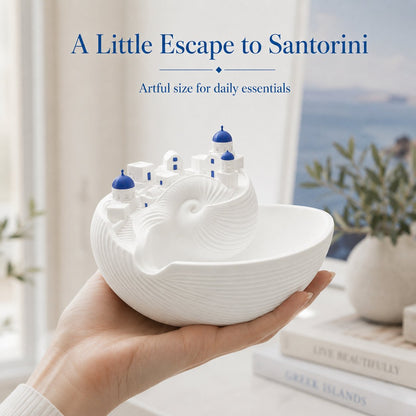 Santorini Seashell Catchall Bowl – Greek Island Miniature Jewelry & Key Dish