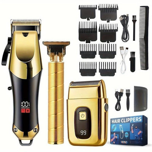 3-Piece Professional Hair Clipper and Trimmer Kit for Men