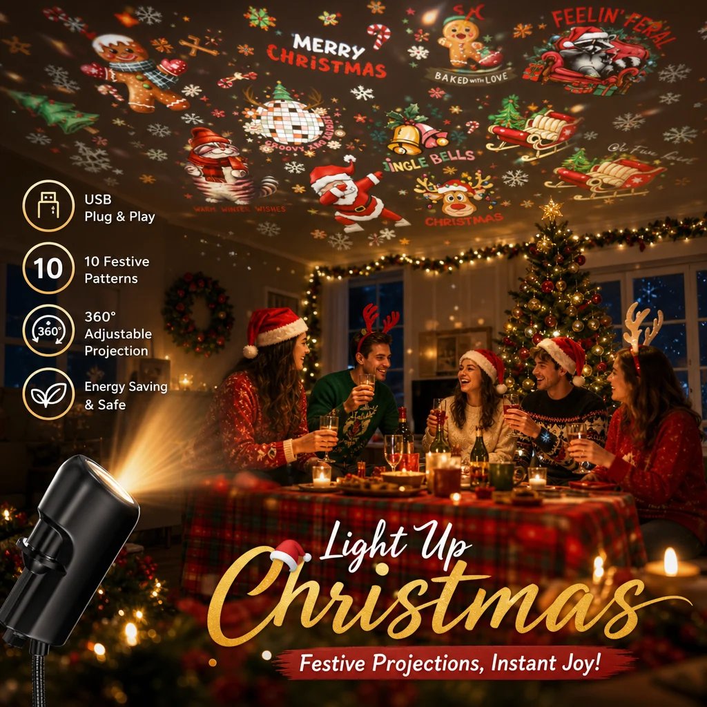 🎃 Plug-&-Play HD Halloween Projector – 6-Disc Spooky Projection Set