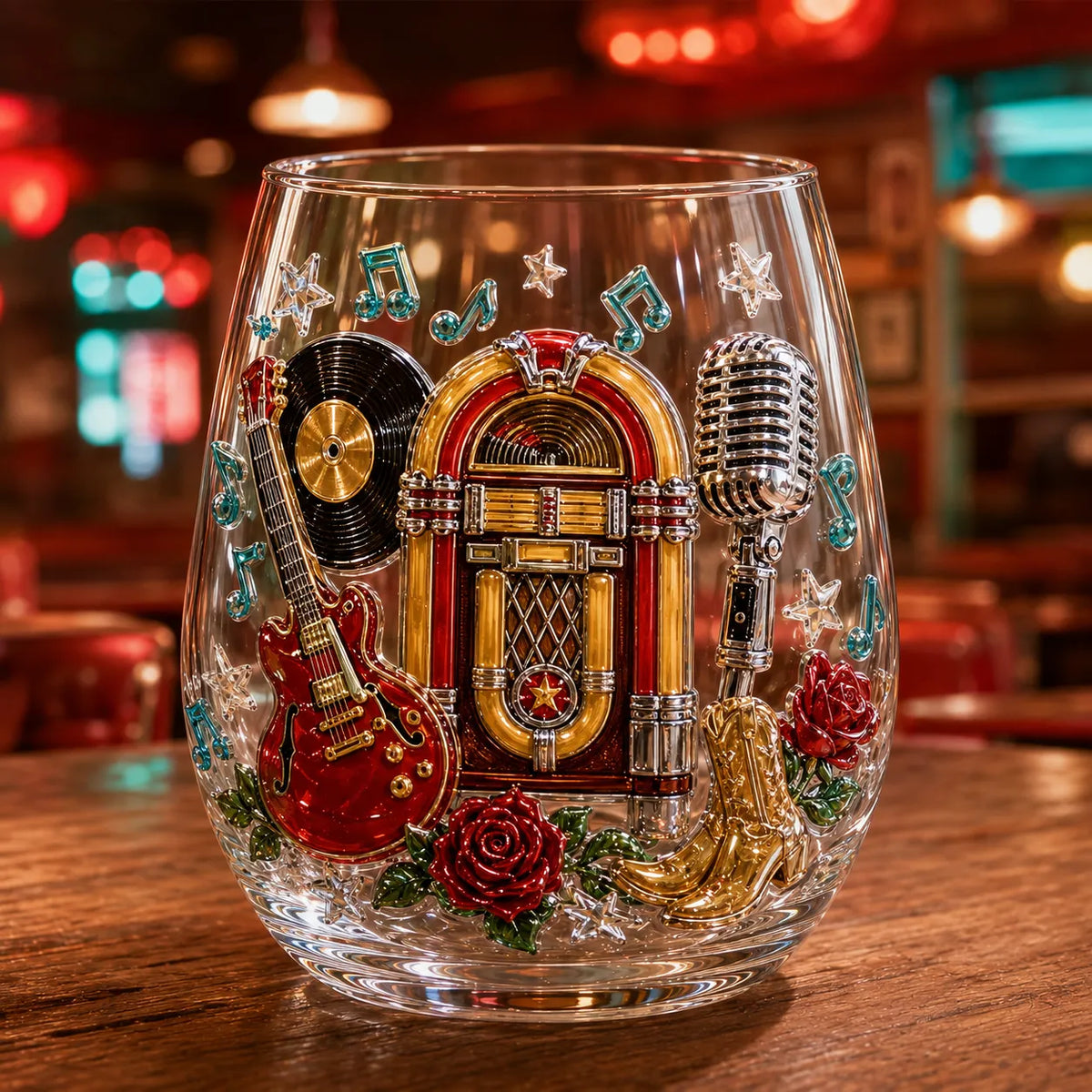🤠 🎸 Vintage Country 3D Glass Collection – 8 Raised Western Music & Floral Designs