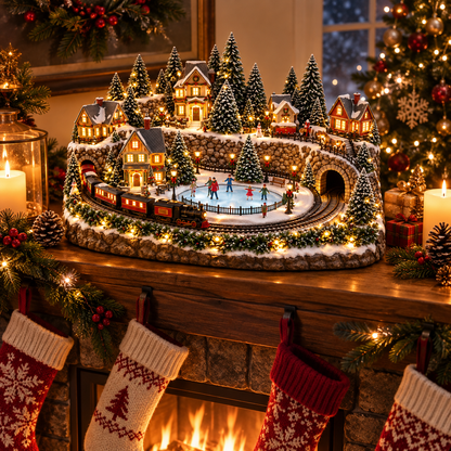 🔥 LAST DAY 557% OFF 🔥 Animated Holiday Train & Ice Rink Scene ✨