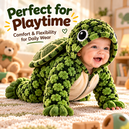 Little Turtle Plush 3D Shell Baby Onesie – Cute Hooded Cozy Romper！！！
