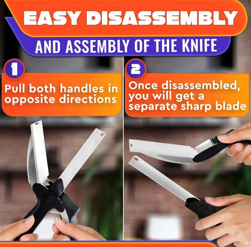 ✂️ 2-in-1 Kitchen Scissors with Built-In Cutting Board – Stainless Steel, Safety Lock