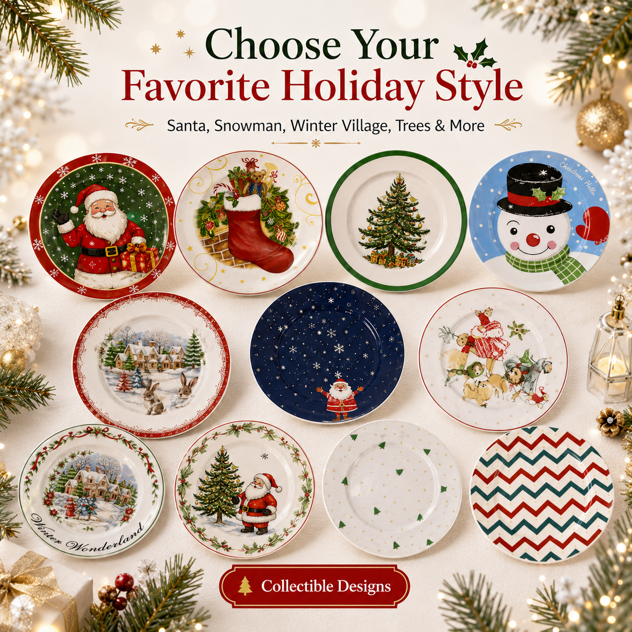 🎄Merry & Bright Christmas Plate Collection🎁🍽️ – Festive Holiday Serving Plates
