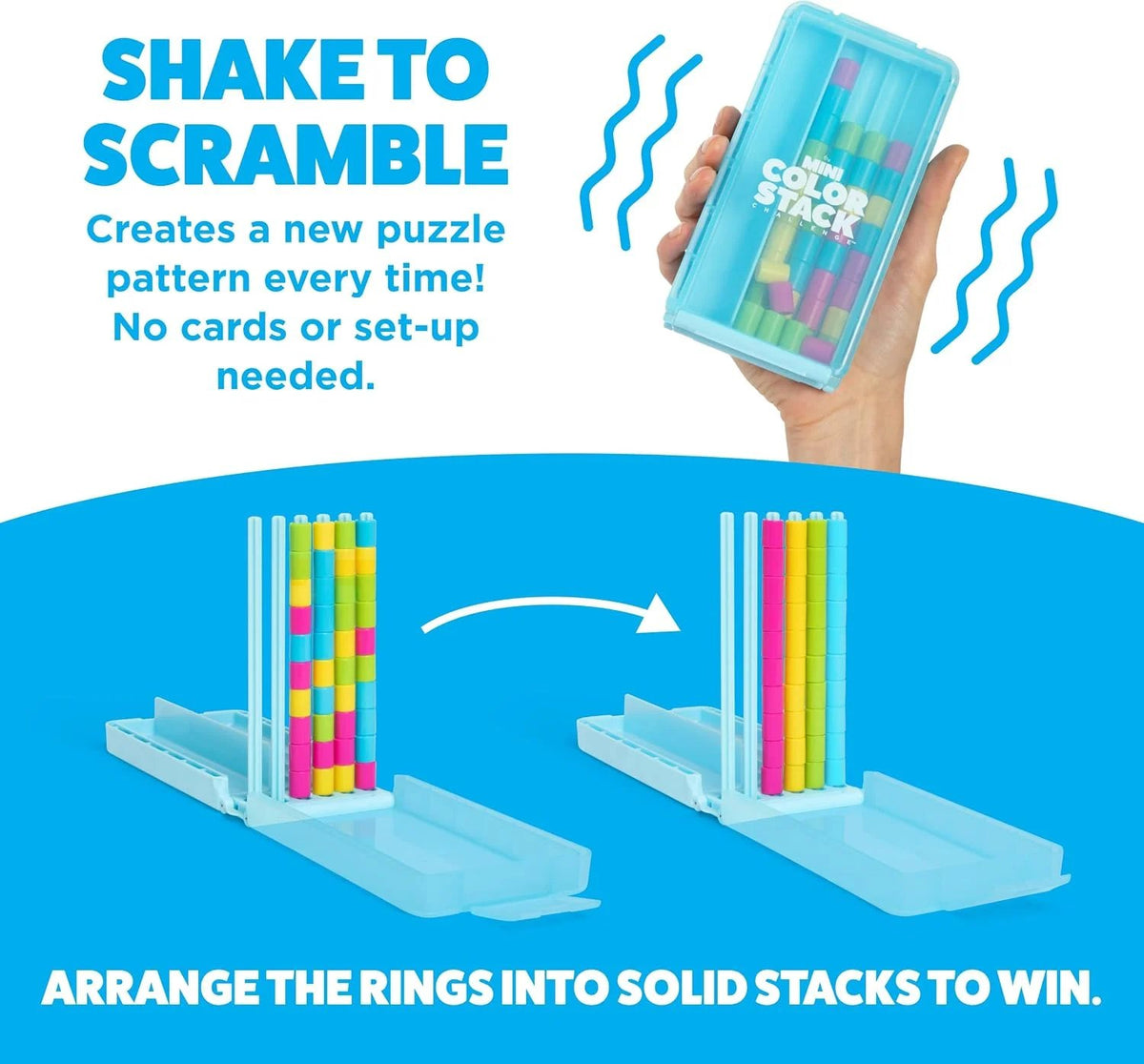Mini Color Stack Challenge Shake It. Sort It. Solve It. 🌈 Portable Color Matching Puzzle Game for Kids & Adults Ages 8+
