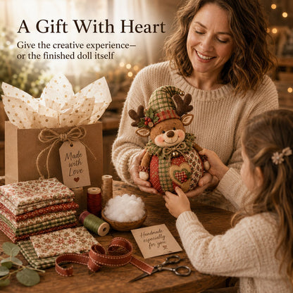 🎄 DIY Patchwork Fabric Doll Kit – Create Your Own Handmade Christmas Character