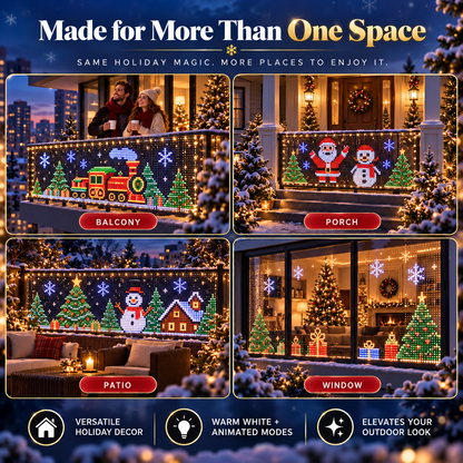 🎄 Smart RGB Pixel Curtain Lights – App-Controlled Animated Holiday Display for Balcony & Window Decor-3m*3m