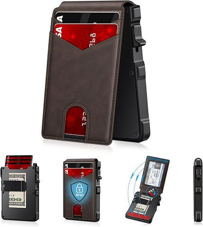 2026 new🔐 RFID Blocking Minimalist Pop-Up Wallet | One-Second Card Eject Design & Ultra Slim Pocket Wallet