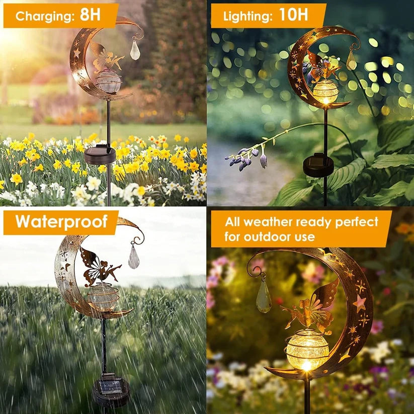 🌙✨ Charming Fairy Moon Solar Garden Stake Light