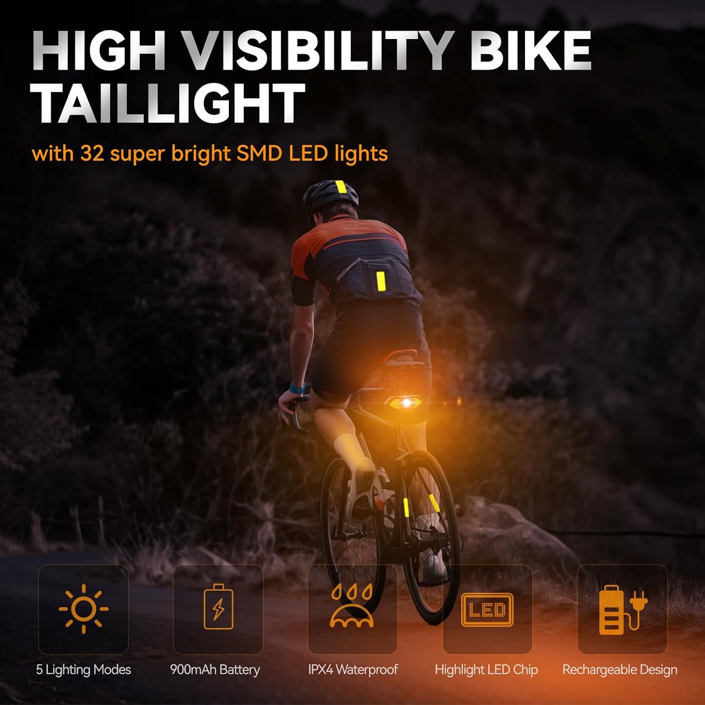 Smart Wireless Bike Tail Light With Turn Signals & Remote Control
