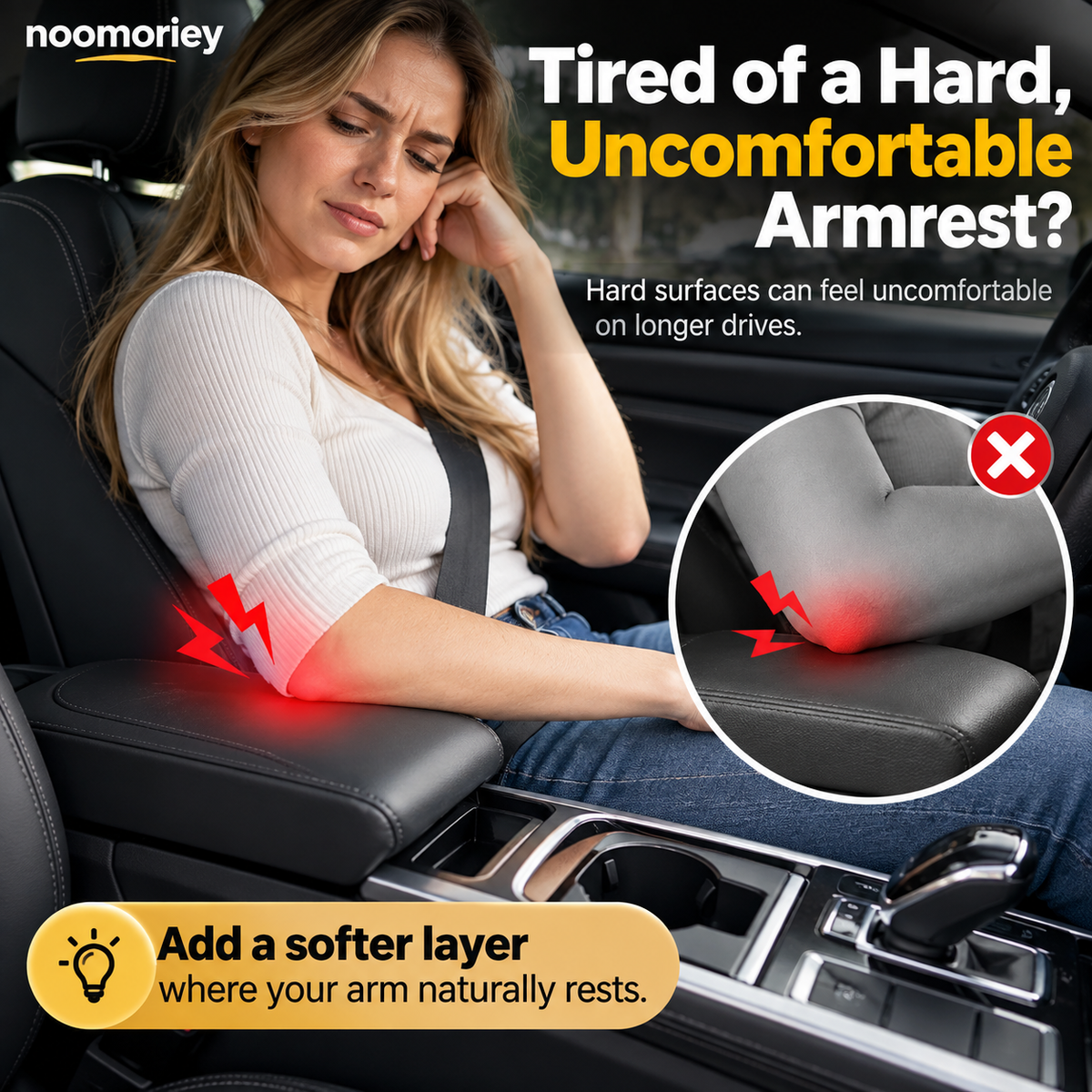 🚗 3-in-1 Car Armrest Cushion with Storage & Console Protection