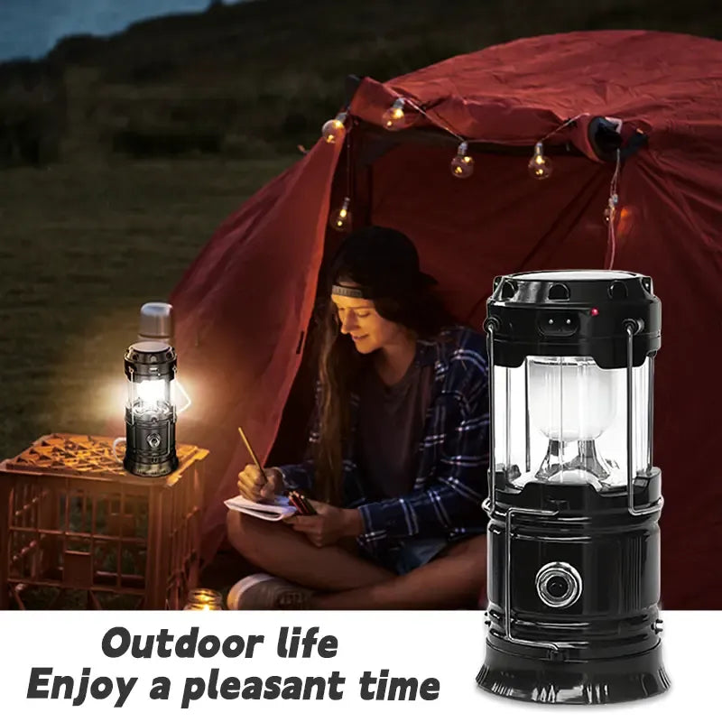 Foldable Compact LED Lanterns💡 - Durable, Waterproof, Solar-USB Rechargeable, Solar Powered, Brightness Adjustable, Heat/Freeze Ready, Batteries-Included Emergency Lights with Flashlight Mode