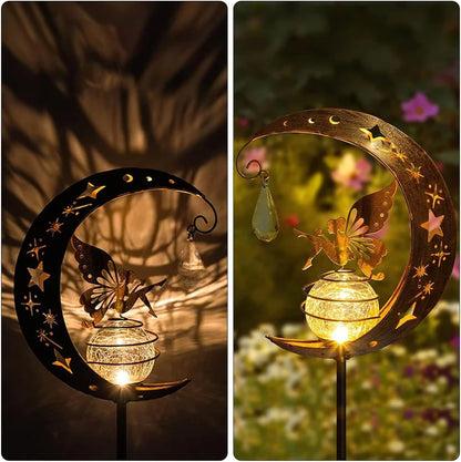 🌙✨ Charming Fairy Moon Solar Garden Stake Light