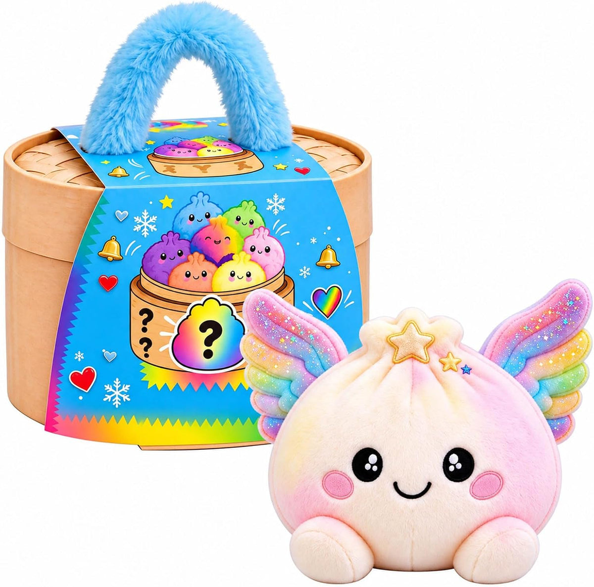🔥 50% OFF | 🌈🥟 Rainbow Dumpling Plush Squishies – Adorable Steamer Set