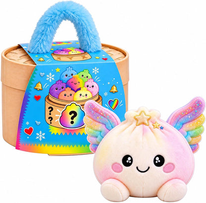 🔥 50% OFF | 🌈🥟 Rainbow Dumpling Plush Squishies – Adorable Steamer Set