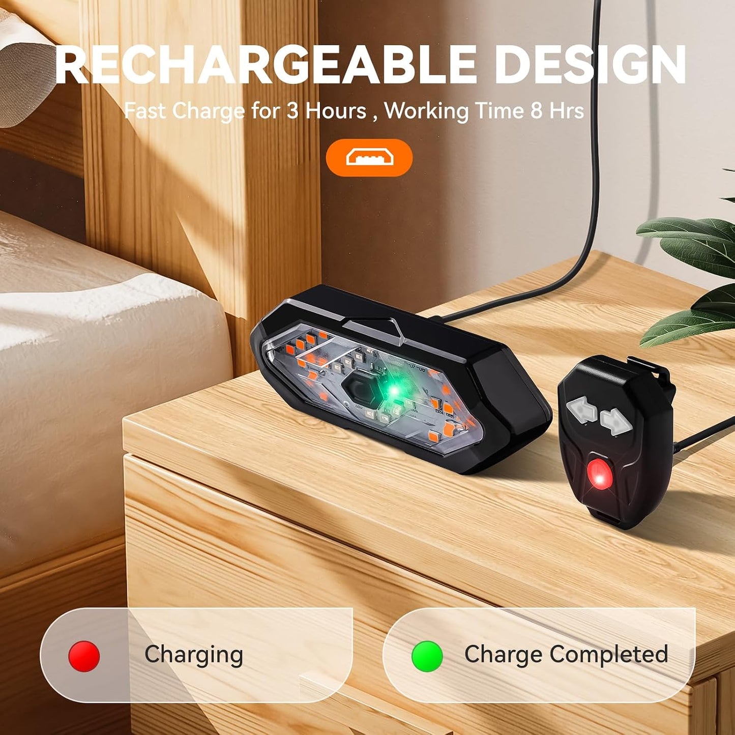 Smart Wireless Bike Tail Light With Turn Signals & Remote Control