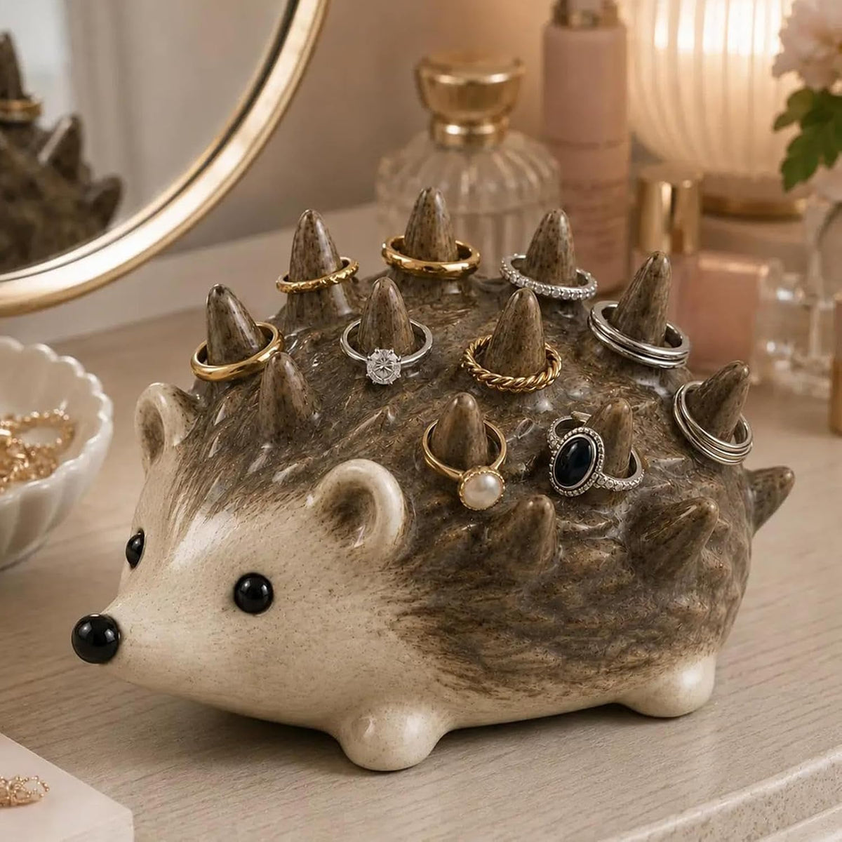 ✨ Cute Resin Hedgehog Ring & Trinket Holder