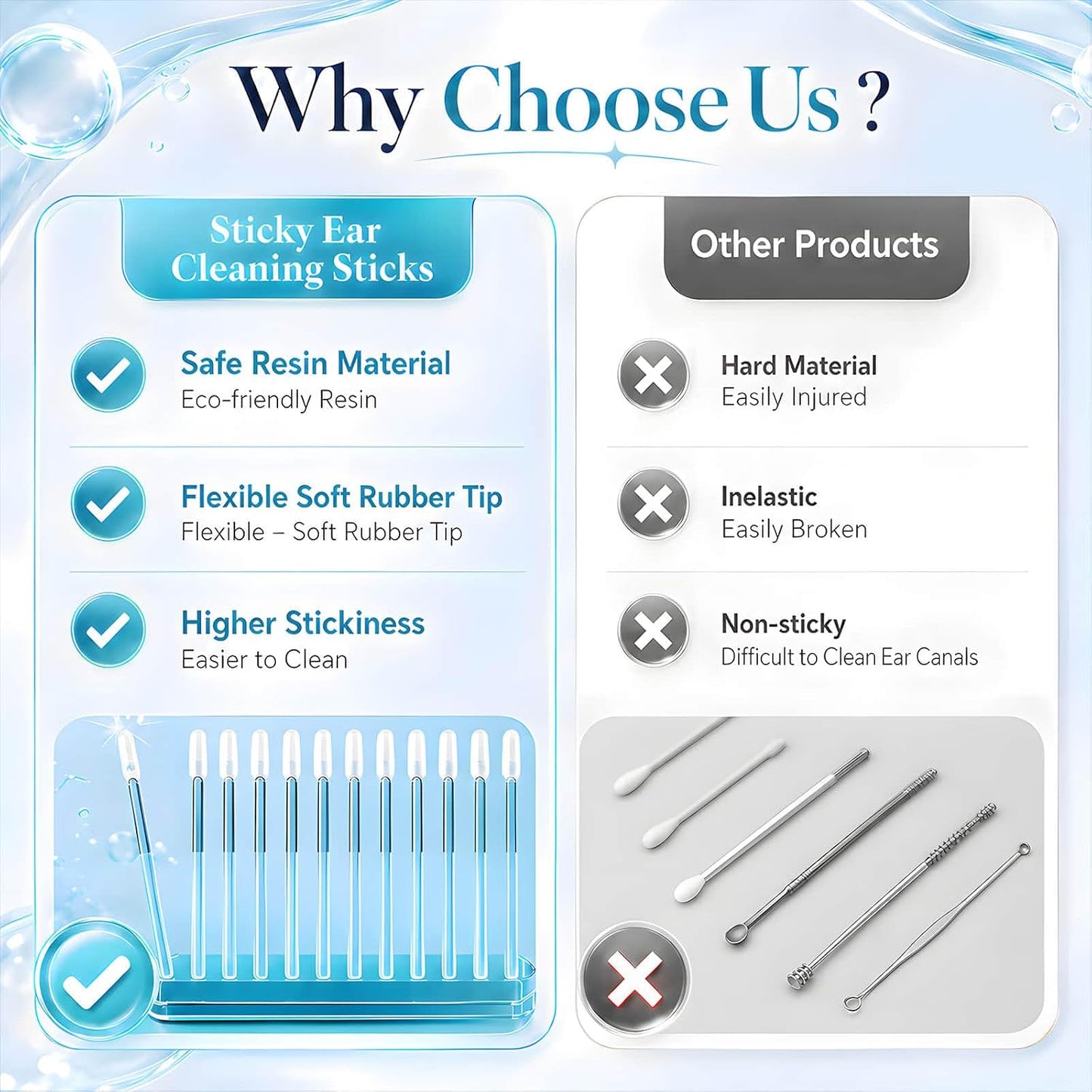 👂 24-Pack Sticky Ear Cleaner Swabs – Disposable Outer Ear Wax Cleaning Tool