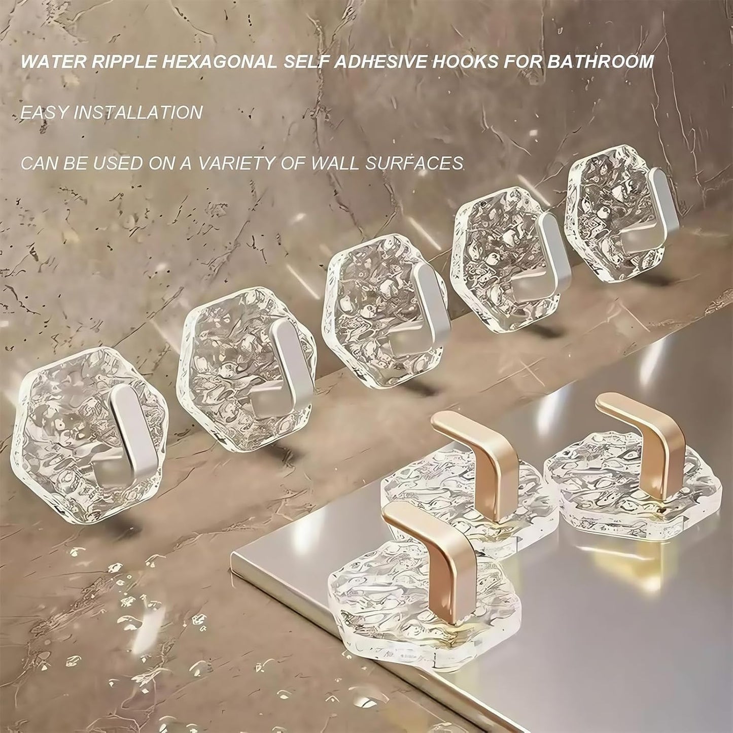 AA Self-Adhesive Hooks 10 Pack, Hex Ripple Heavy Duty Hooks 🚿