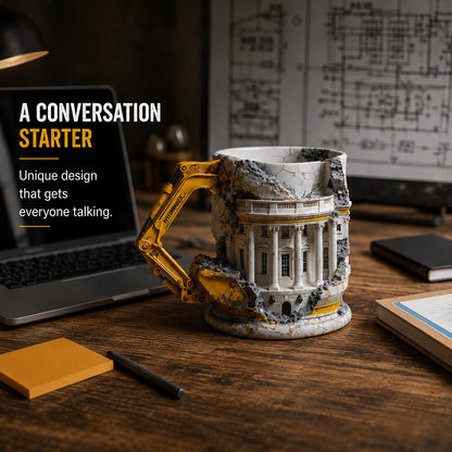 White House Excavator Mug – 3D Construction Coffee Cup