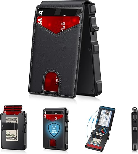 2026 new🔐 RFID Blocking Minimalist Pop-Up Wallet | One-Second Card Eject Design & Ultra Slim Pocket Wallet