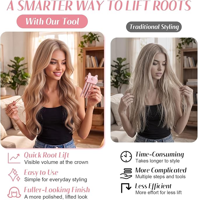 🎉48K+ Sold 💇 Wireless Heated Volumizing Root Lift Clip, Portable Travel Hair Styling Tool for Flat Fine Hair