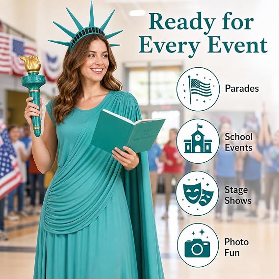 🎃Halloween Hit:🗽 Statue of Liberty Torch Headpiece – Costume Prop for Masquerades & Cosplay