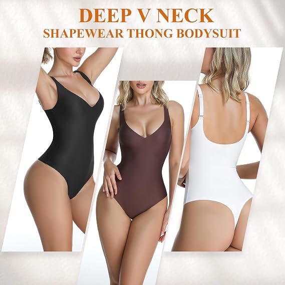 Wireless Plunge Thong Bodysuit - Sexy, Comfortable Fit